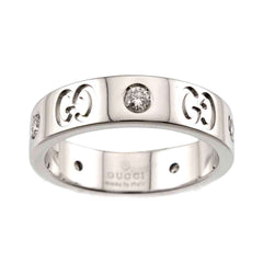 Gucci Icon #7 Ring with Diamonds, 18K White Gold (750) — Like New
