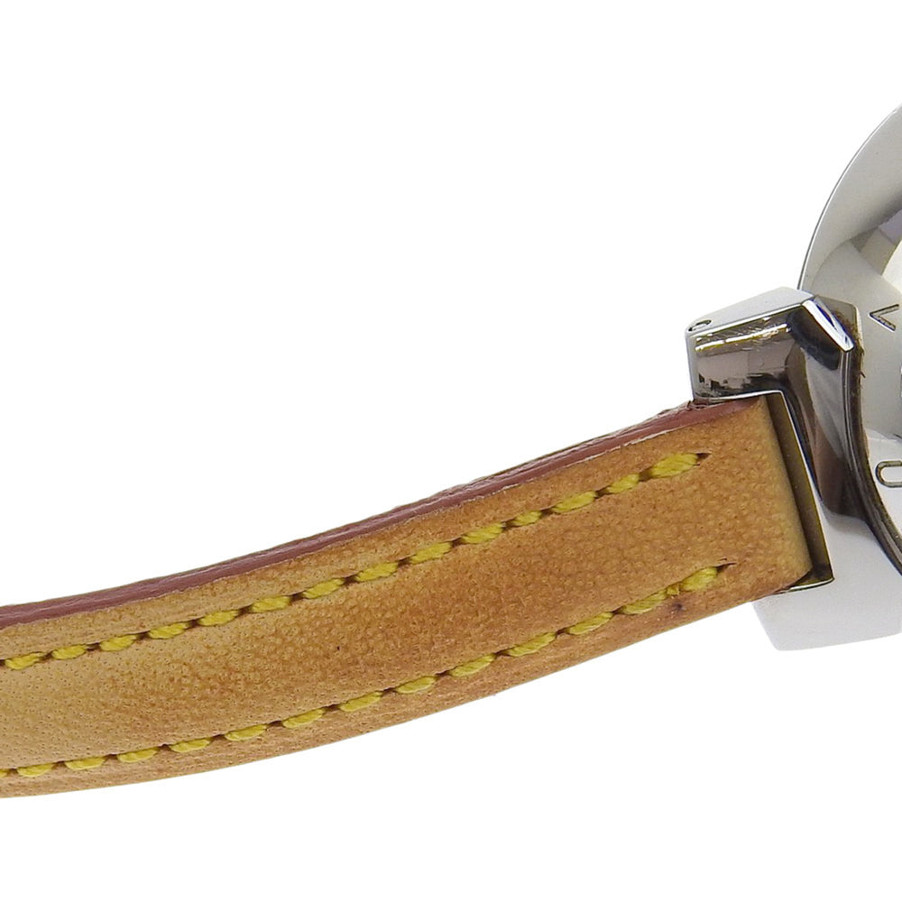 Louis Vuitton Tambour Watch Q1211, Stainless Steel and Leather Quartz Movement, Analog Display, Brown Dial, Women's — Very Good