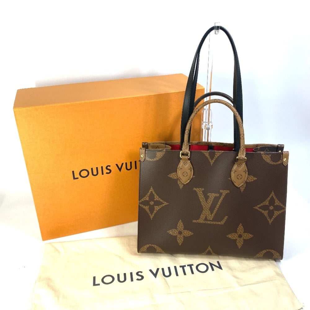 LOUIS VUITTON Monogram Giant On the Go MM 2-Way Shoulder Bag/Tote Bag (M45321) in Canvas, Brown, Like New — Like New