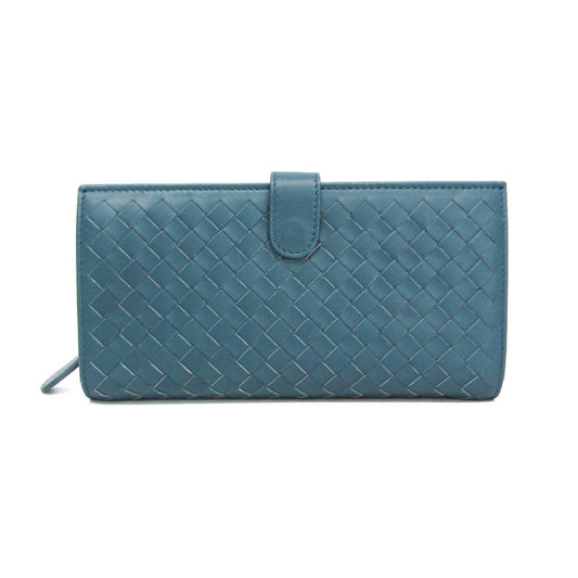 Bottega Veneta Intrecciato Men,Women Leather Long Wallet (bi-fold) Blue