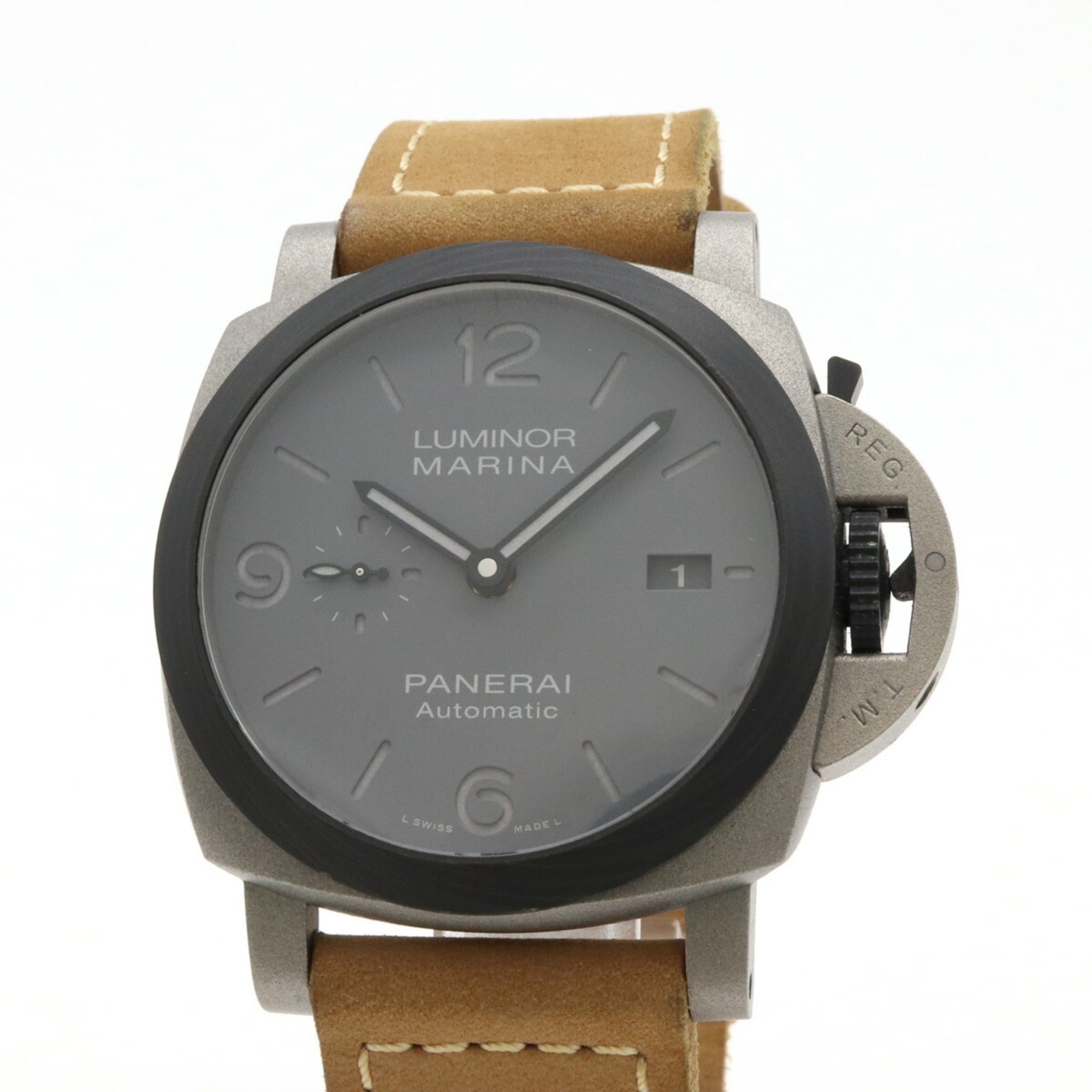 PANERAI Luminor Marina Tutto Grigio Titanium Carbotech Leather Strap Grey Dial Men's AT Automatic Watch PAM01662 — Very Good