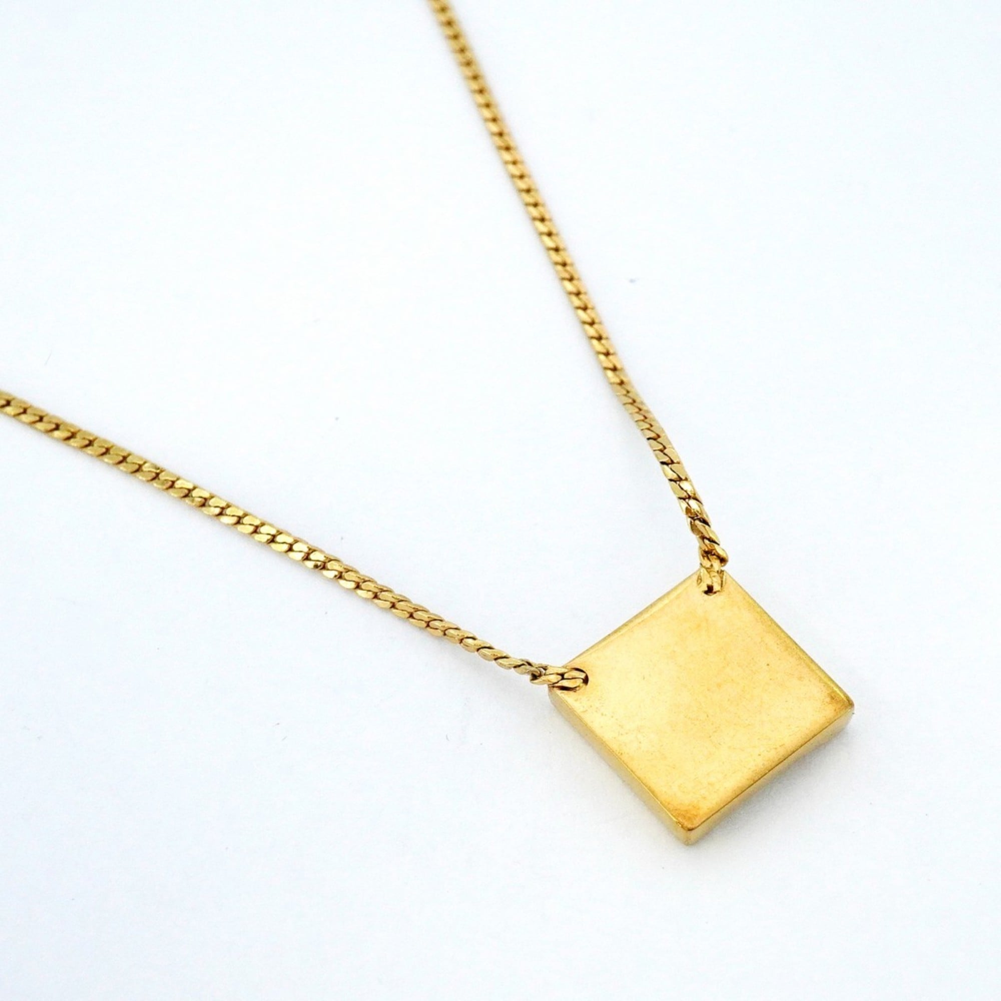 Christian Dior Square Necklace, GP Plated Gold, Black, Women's