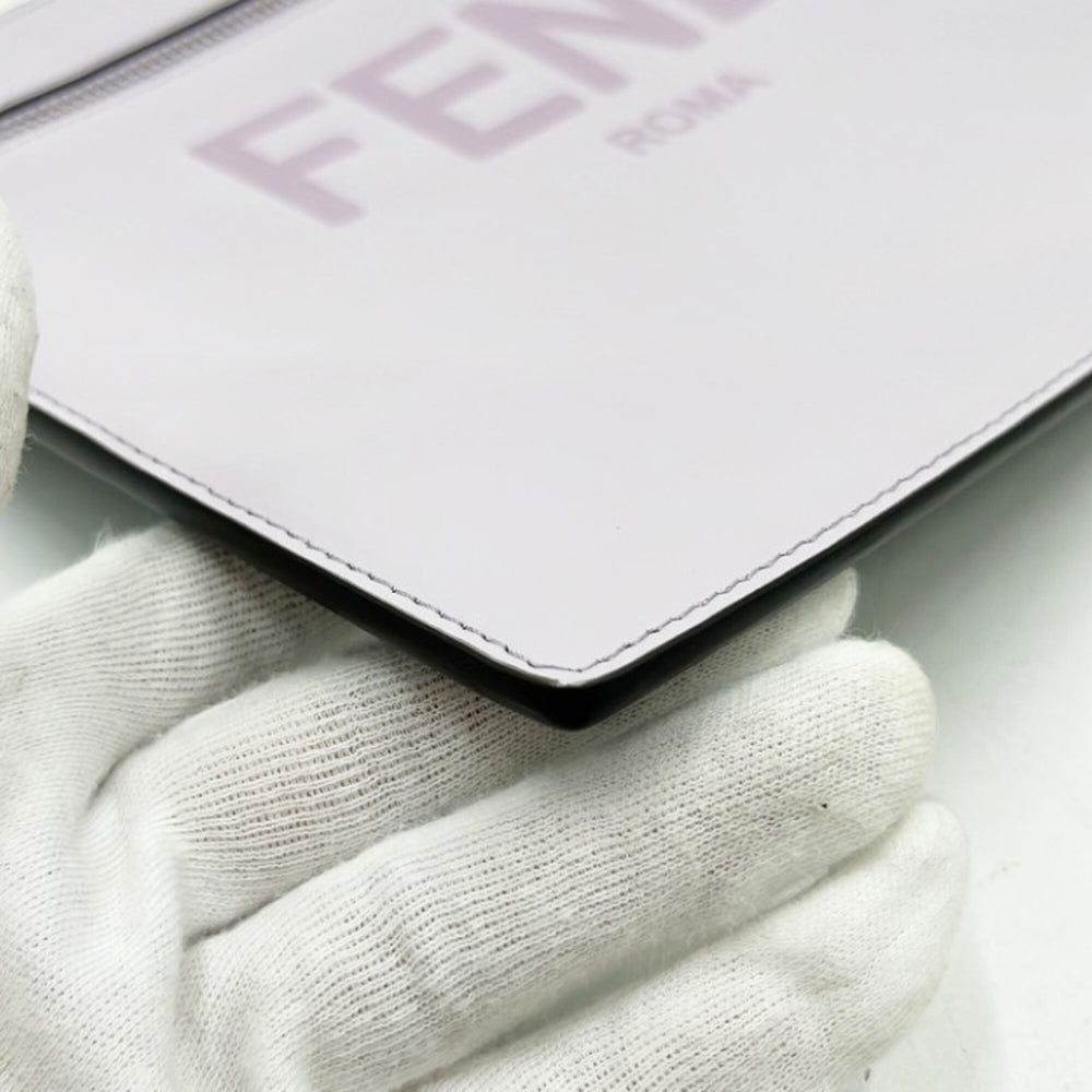 FENDI Zucca Clutch Bag 7AR985 Gray Purple Leather Men's Women's — Like New