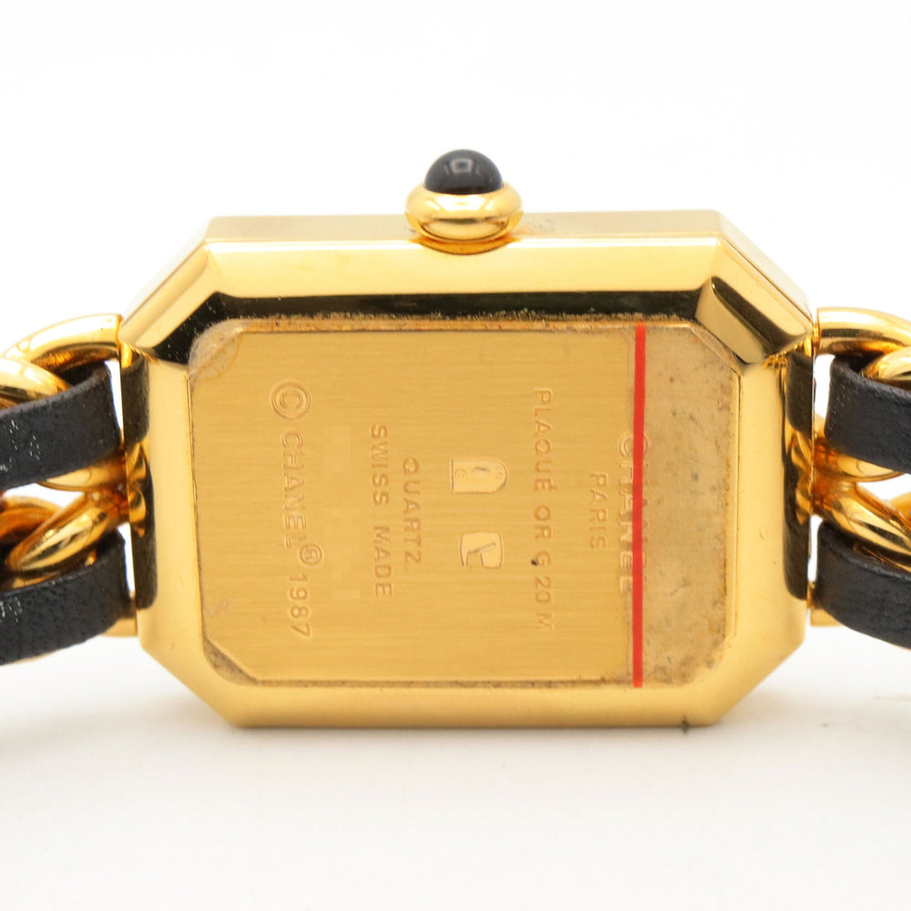 Chanel CHANEL Première M Watch, Gold Plated Leather, Women's, Black, H0001 — Very Good