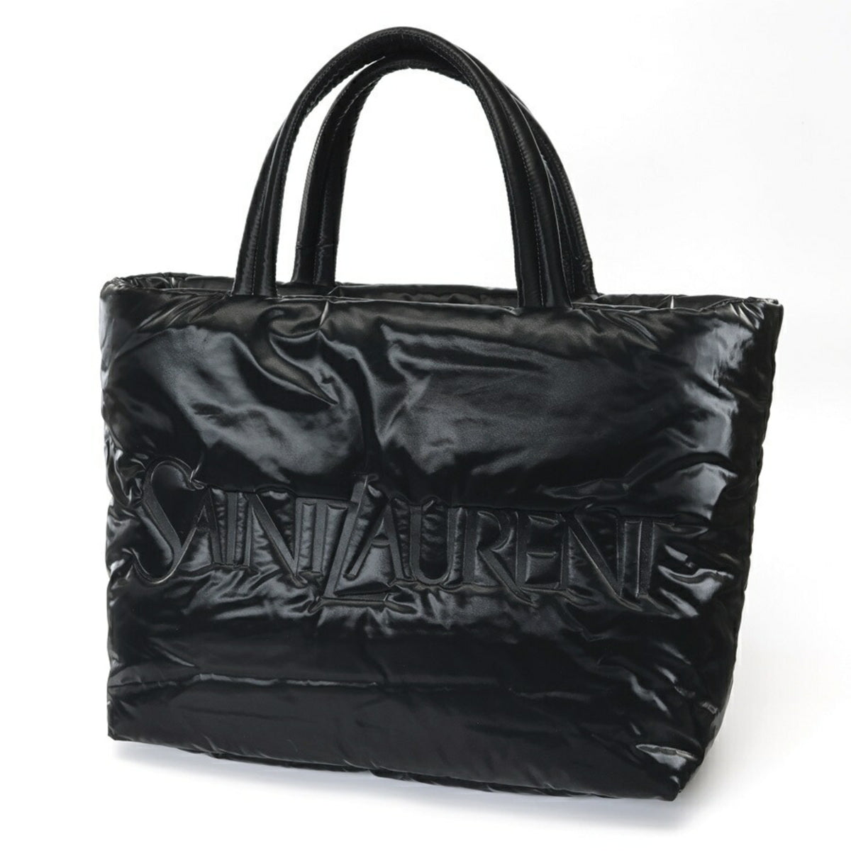 Saint Laurent Wide Puffer Tote Bag 756269, Nylon, Black — Like New