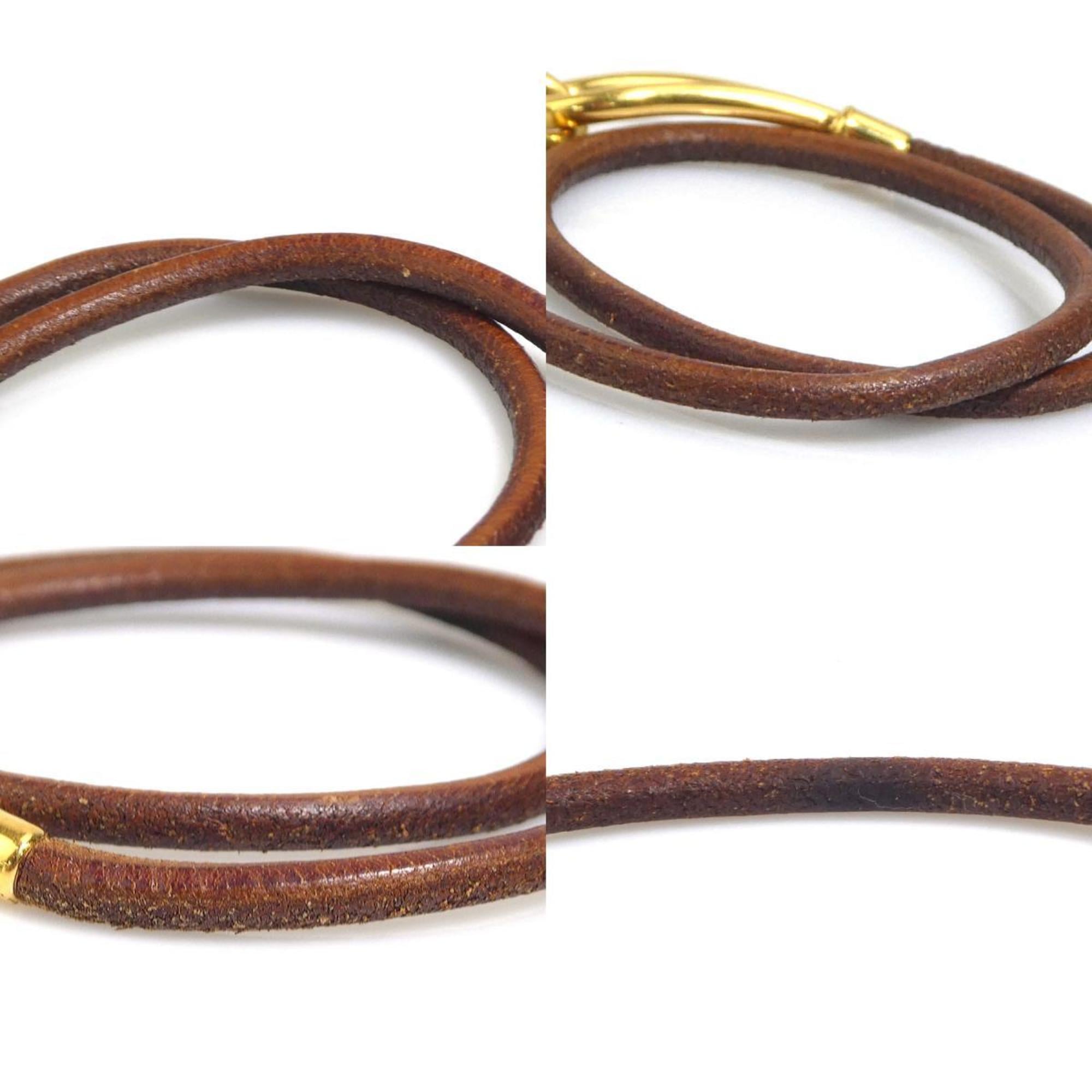 Hermes Hermès Jumbo Leather/Metal Bracelet Choker Necklace in Brown/Gold, Women's, e61168a