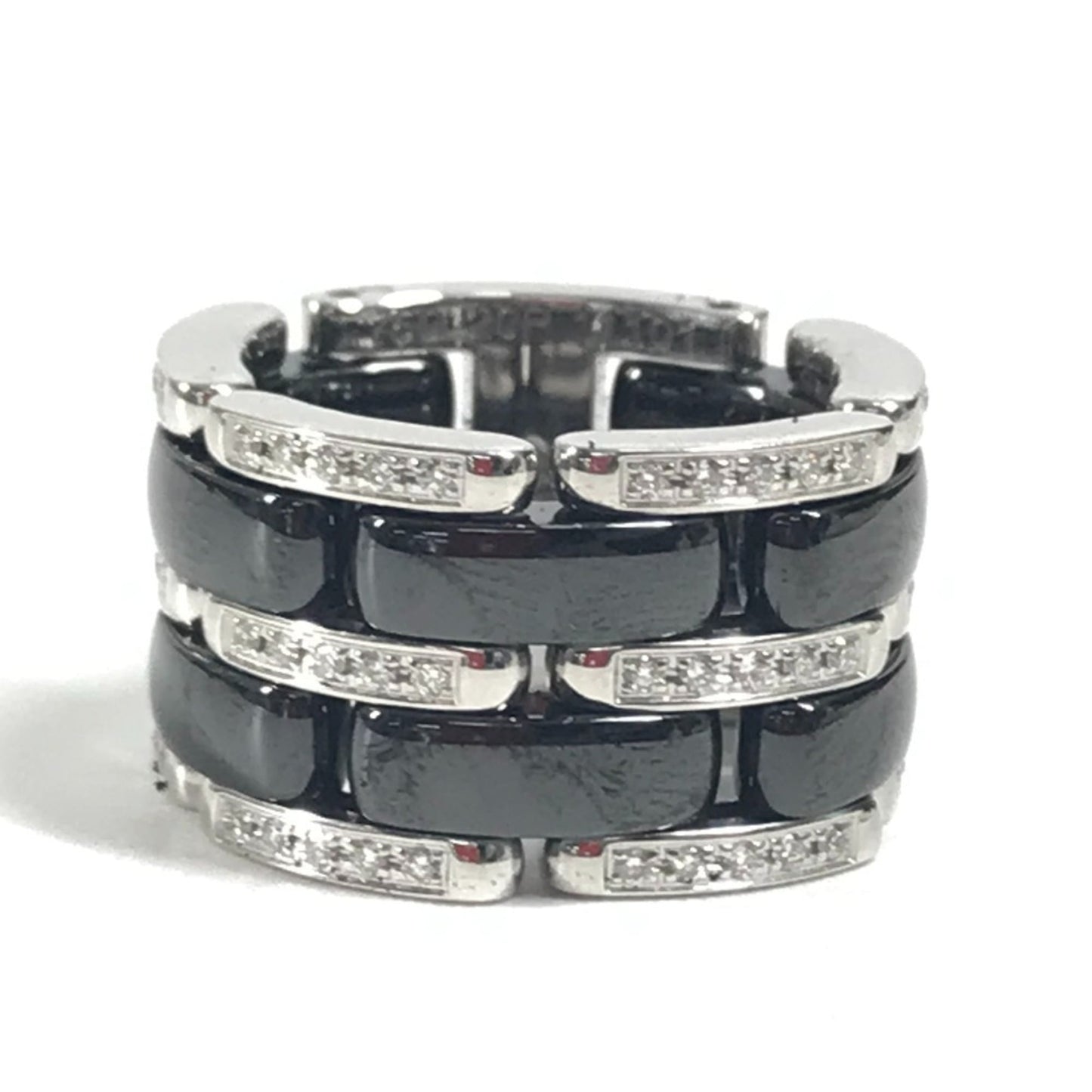 CHANEL Diamond Ultra Jewelry Accessory Ring, WG750 Ceramic, Silver, Women's
