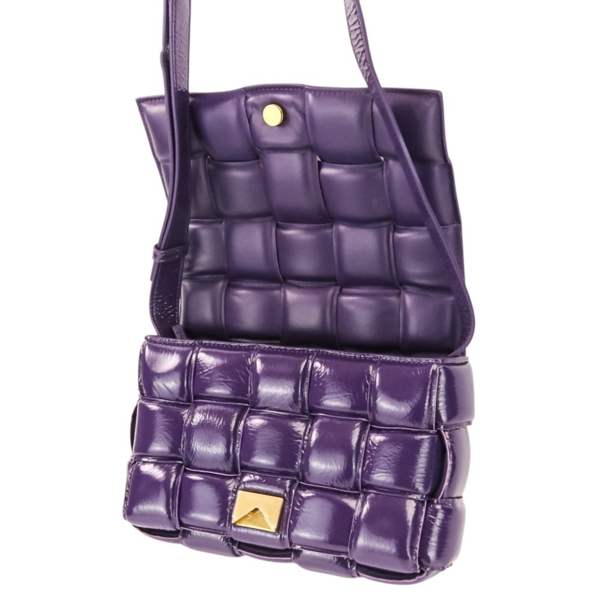 Bottega Veneta Padded Cassette Intrecciato Shoulder Bag 591970 Purple Women's — Like New