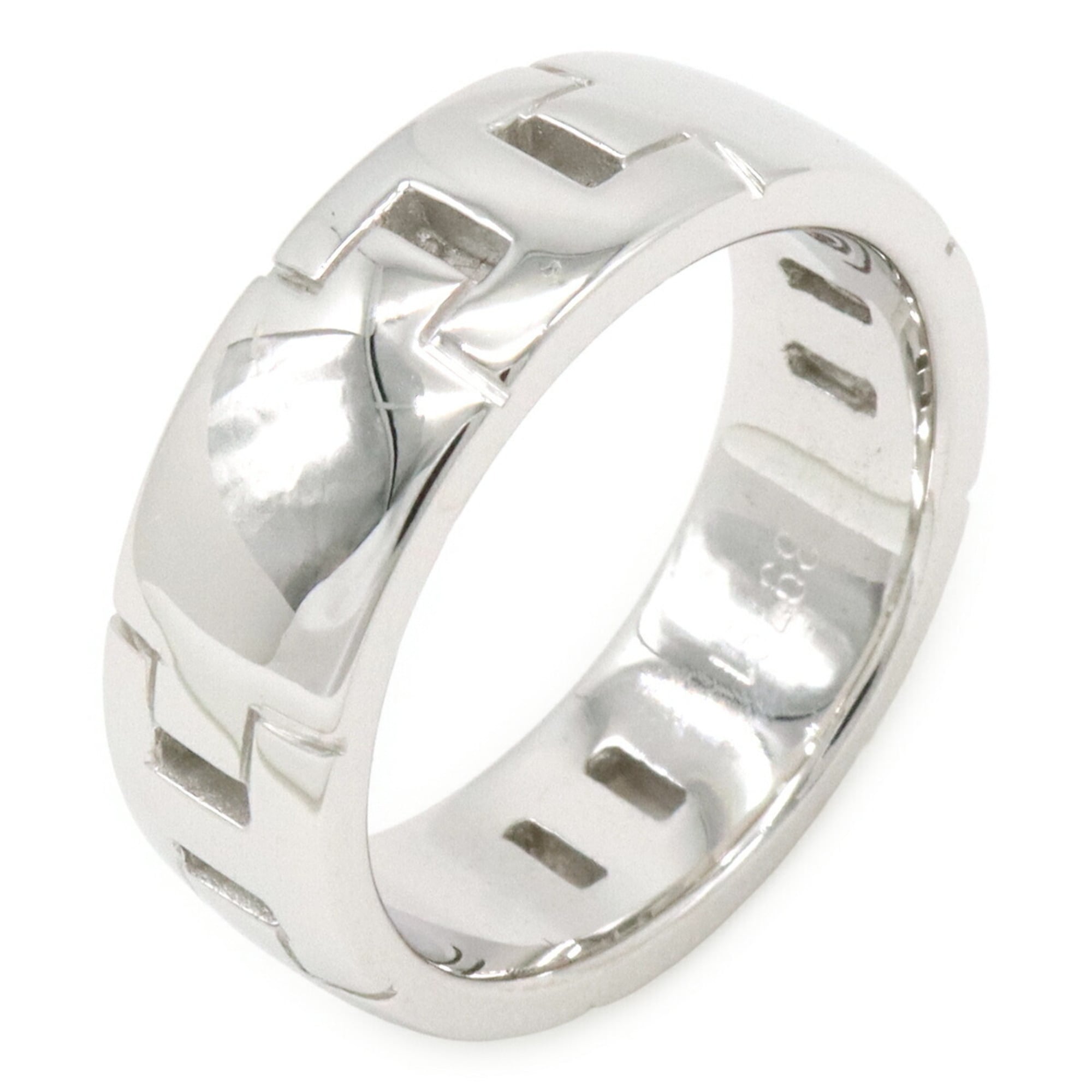 HERMES Hercules Ring, 18KWG (750WG) White Gold, Size #51 (approx. Japanese size 1) — Like New