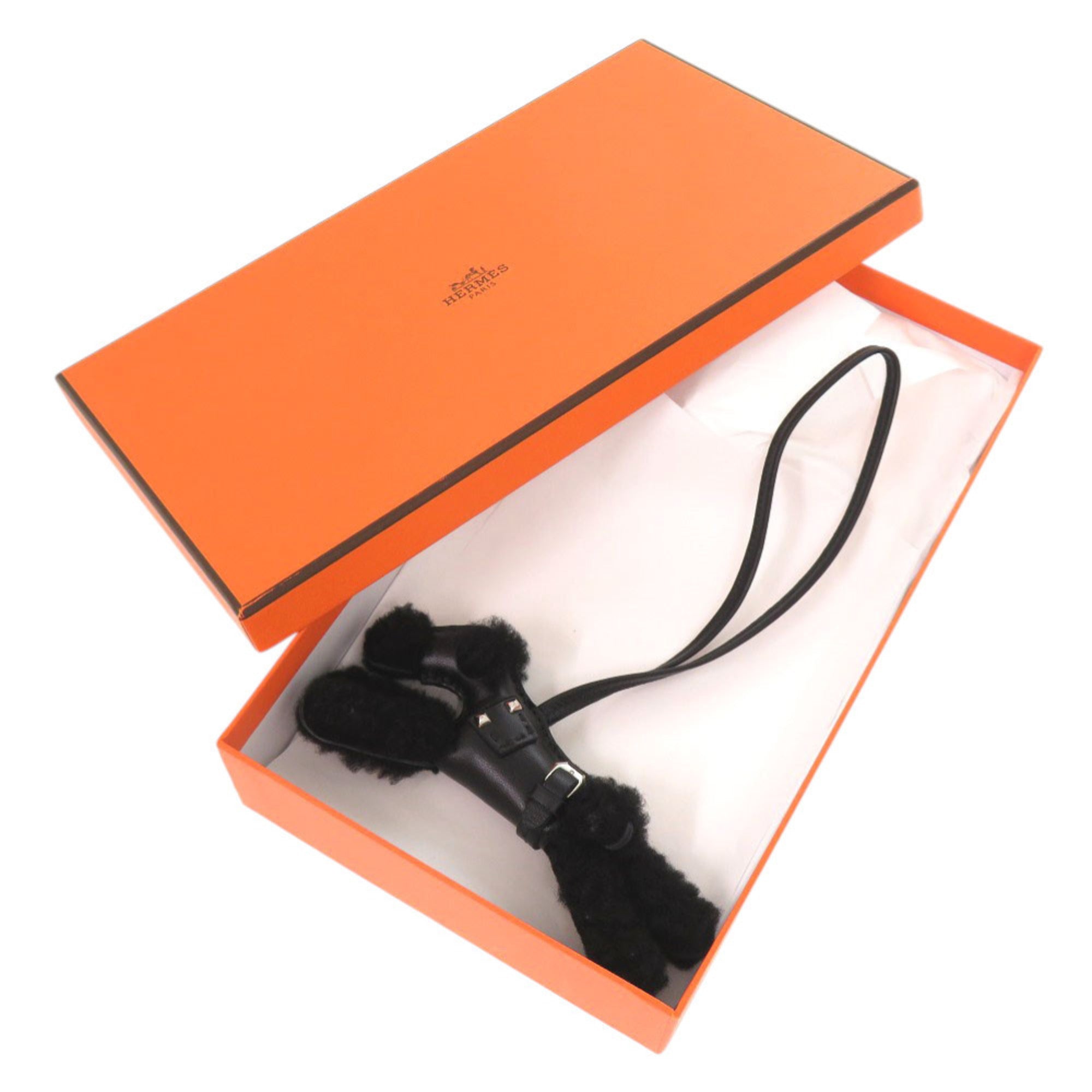 Hermes Badi So Black Mouton Agneau Milo B Stamp (2023) Accessory Bag Charm 0278 HERMES — New - Store Return