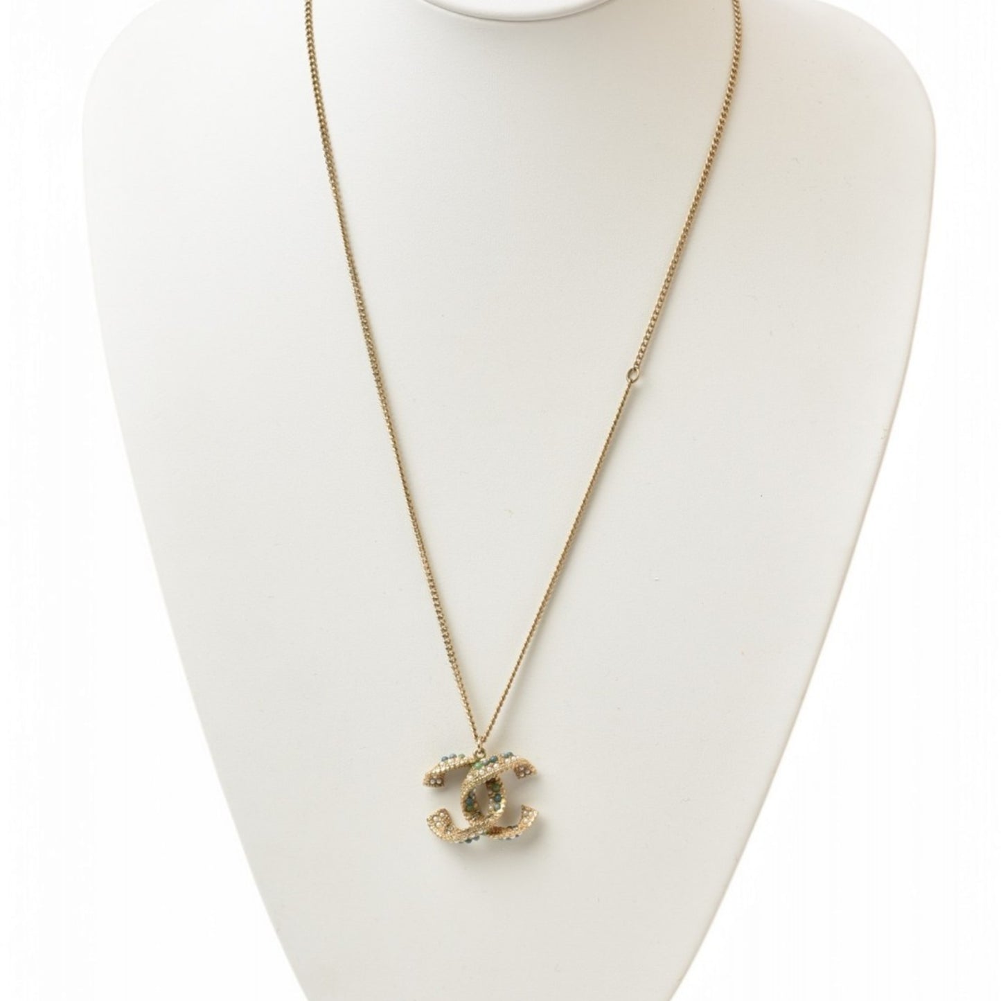 Chanel Necklace Pendant 2way CHANEL Coco Mark CC Color Stone Gold A15