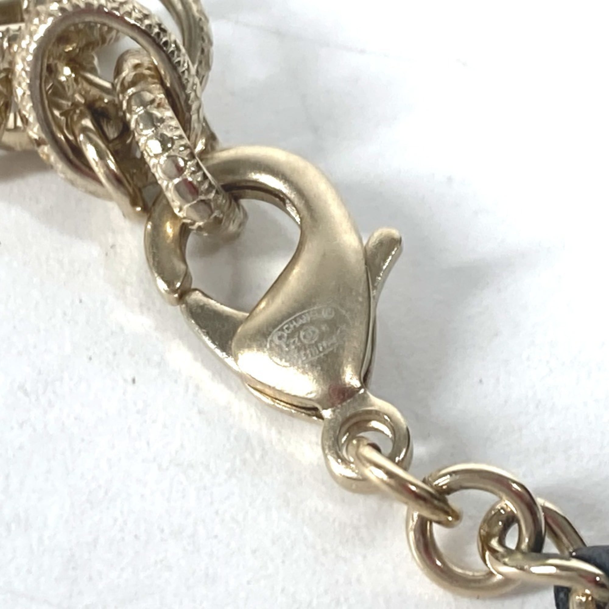 CHANEL Chanel AB9152 A22 CC Coco Mark Rhinestone Choker Chain Necklace Metal Women's Black Similar G-240625-37 — Like New