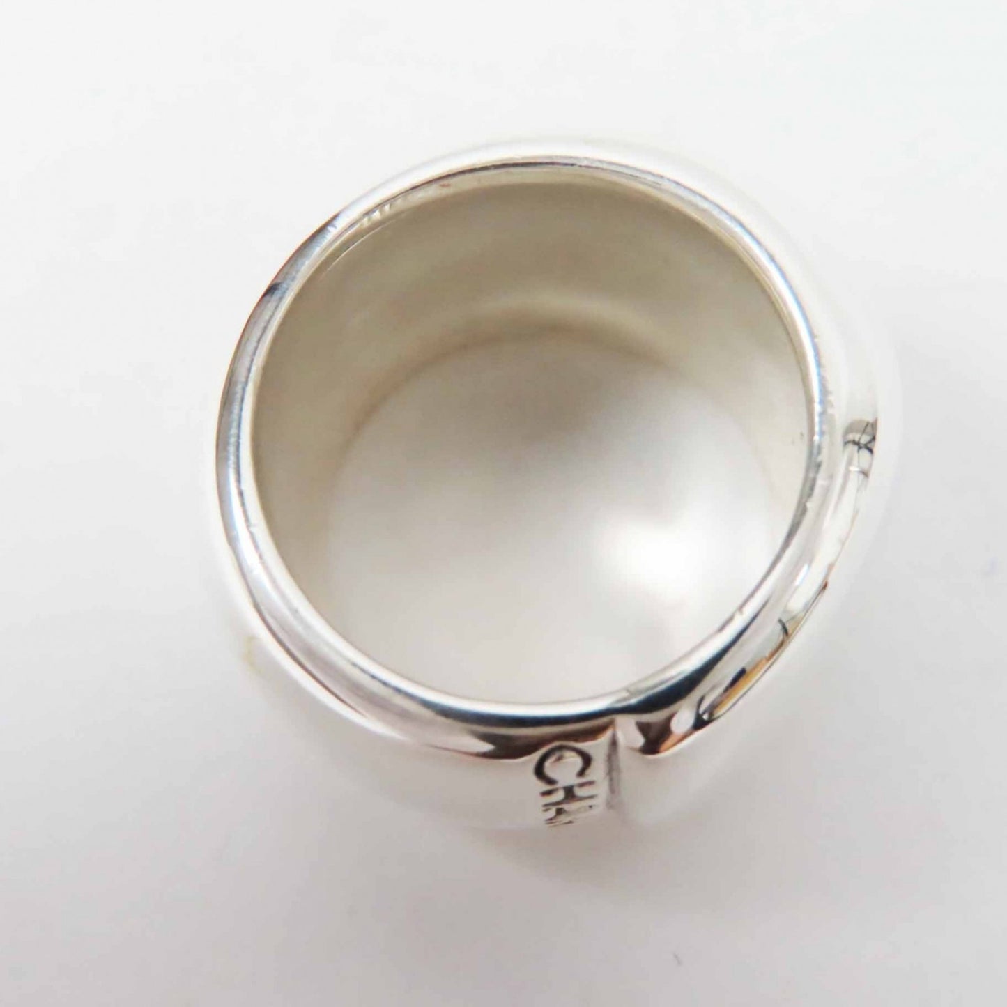 CHANEL Large Logo Ring, SV925 Silver, 19.5g, Women's