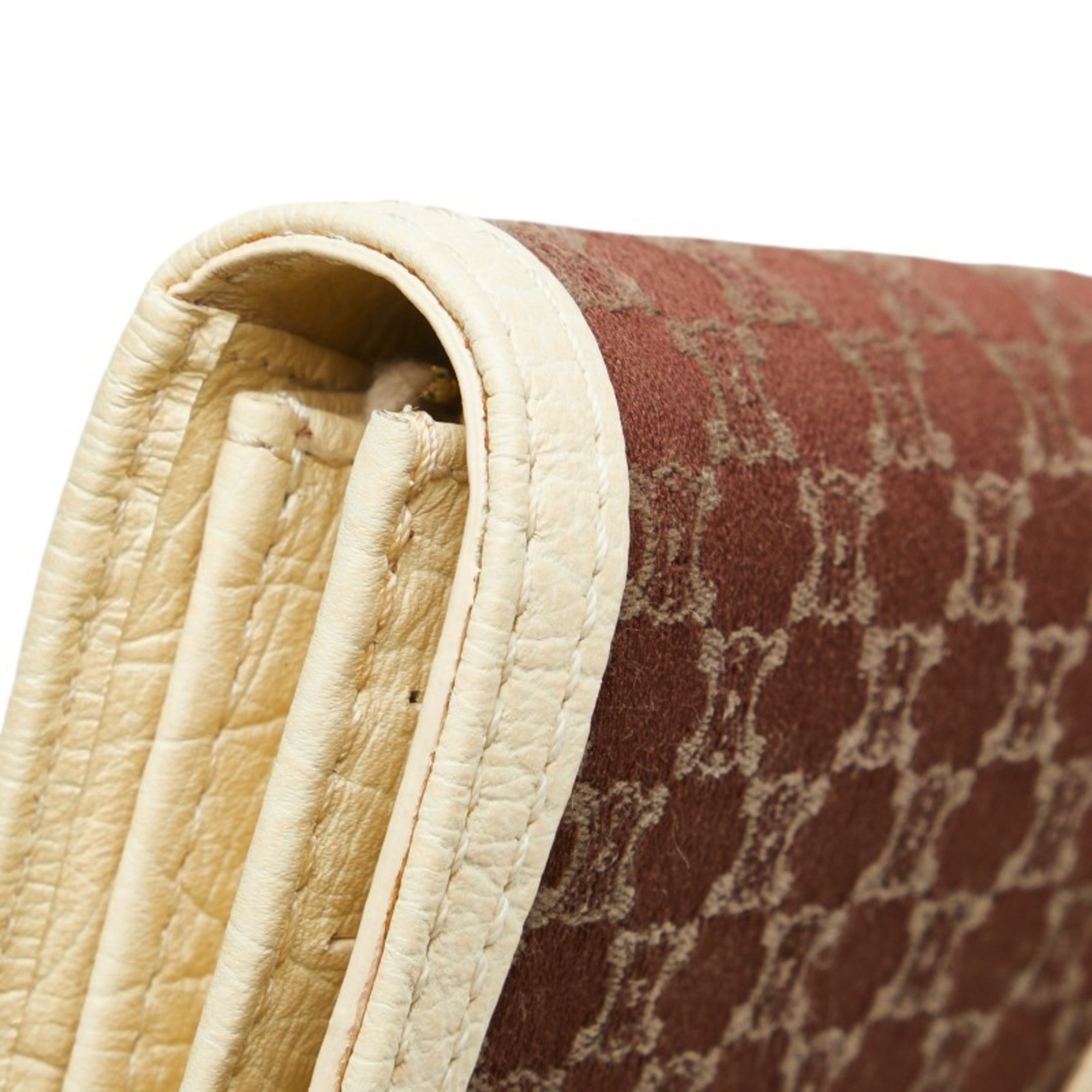 Celine Macadam Long Wallet Brown Ivory Canvas Leather Women's CELINE