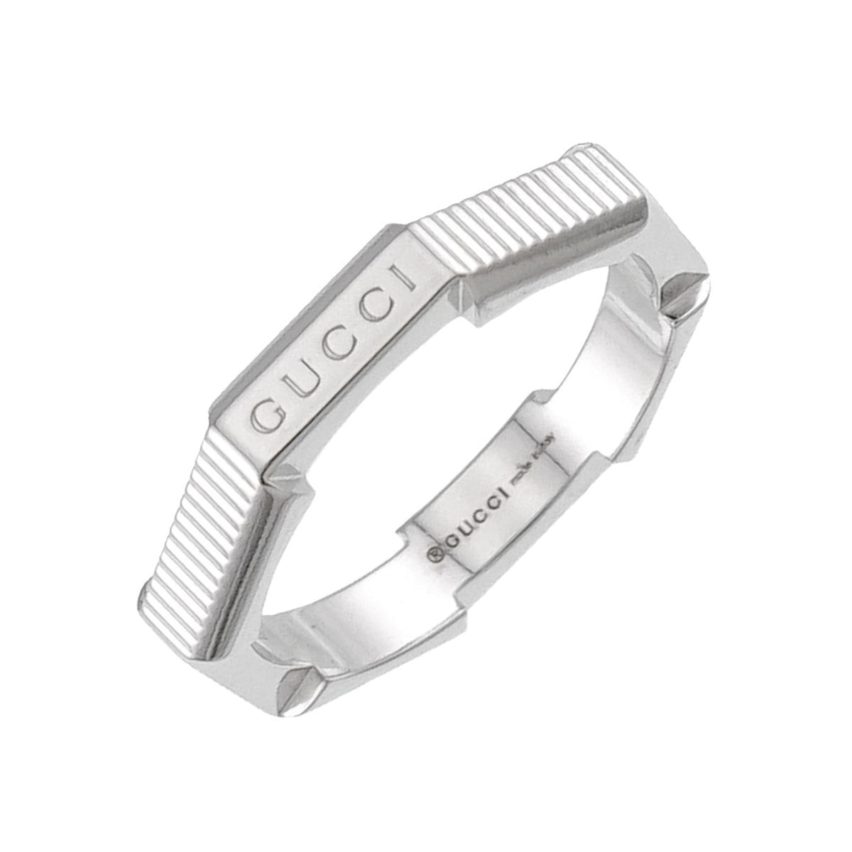 Gucci Link to Love Ring #13, 18K White Gold (750) — Like New