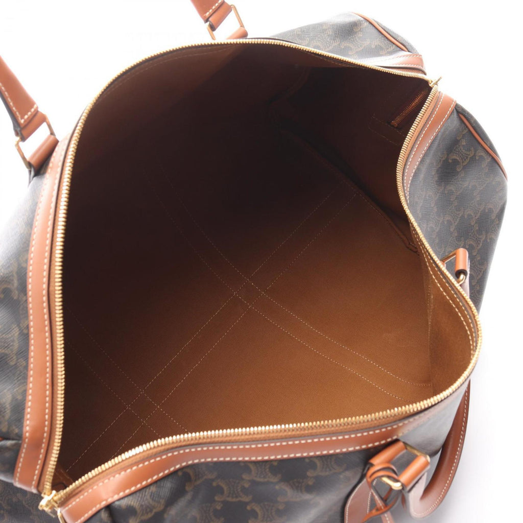 Celine Triomphe Large Boston Bag, Coated Canvas and Leather, Men's Women's, Black Brown