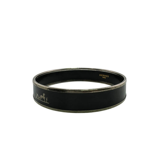 HERMES Caleche Bracelet, Enamel, Black, Women's