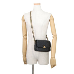Chanel Chain Shoulder Bag Matelassé Mini Flap Coco Mark Lambskin AS4862 CHANEL Handbag Black Women's — Like New