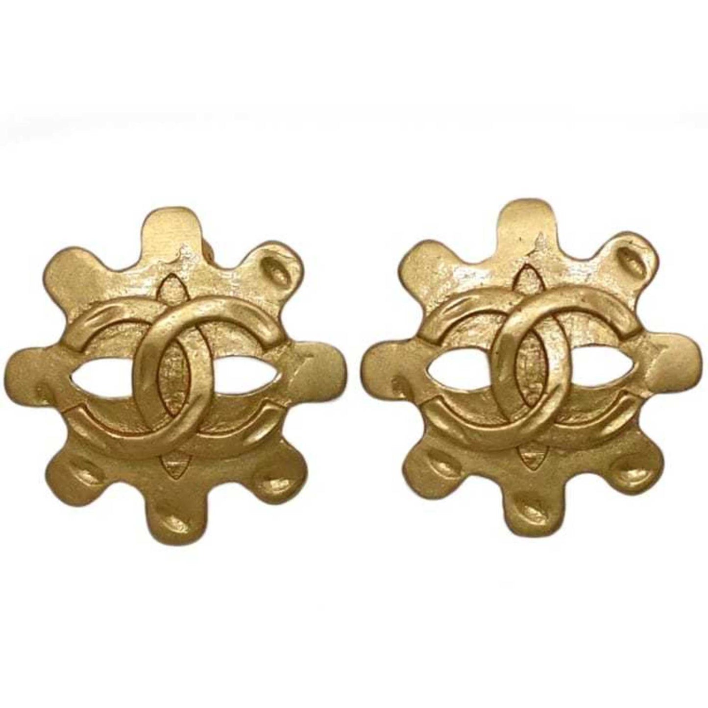 Chanel Earrings f-22316 Gold Coco Mark GP 95 P CHANEL Women's Men's Ear Point Engraved Clip