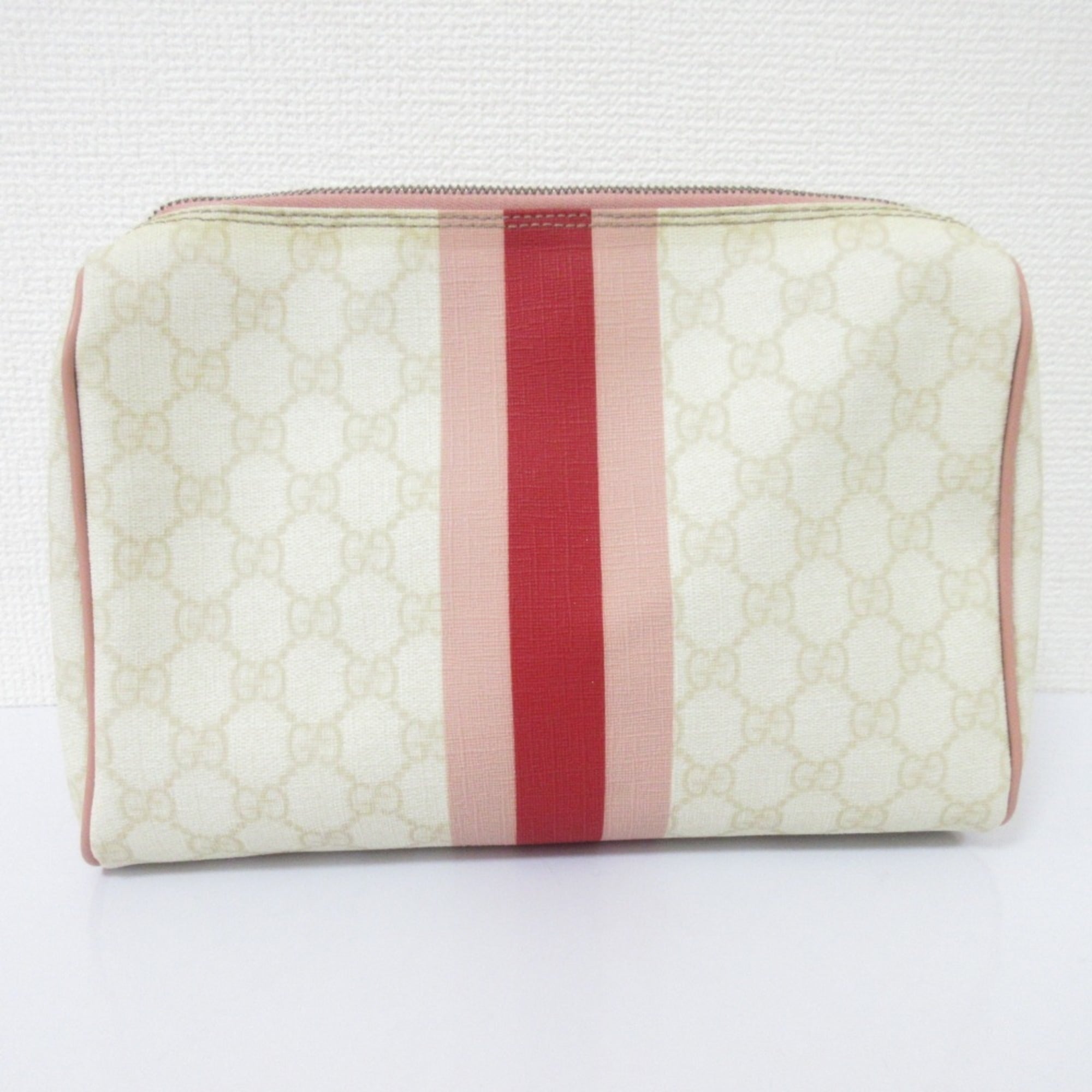 GUCCI Sherry Line GG Pattern Clutch Bag/Second Bag 189818 White/Pink Women's — Like New