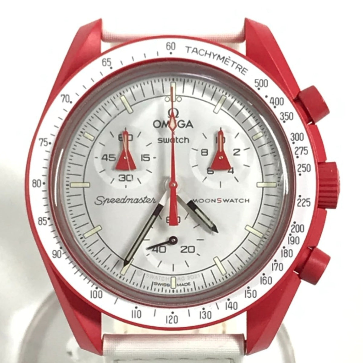 OMEGA Swatch SO33R100 Omega collaboration Moon MISSION TO MARS Mars watch for women, red — Like New