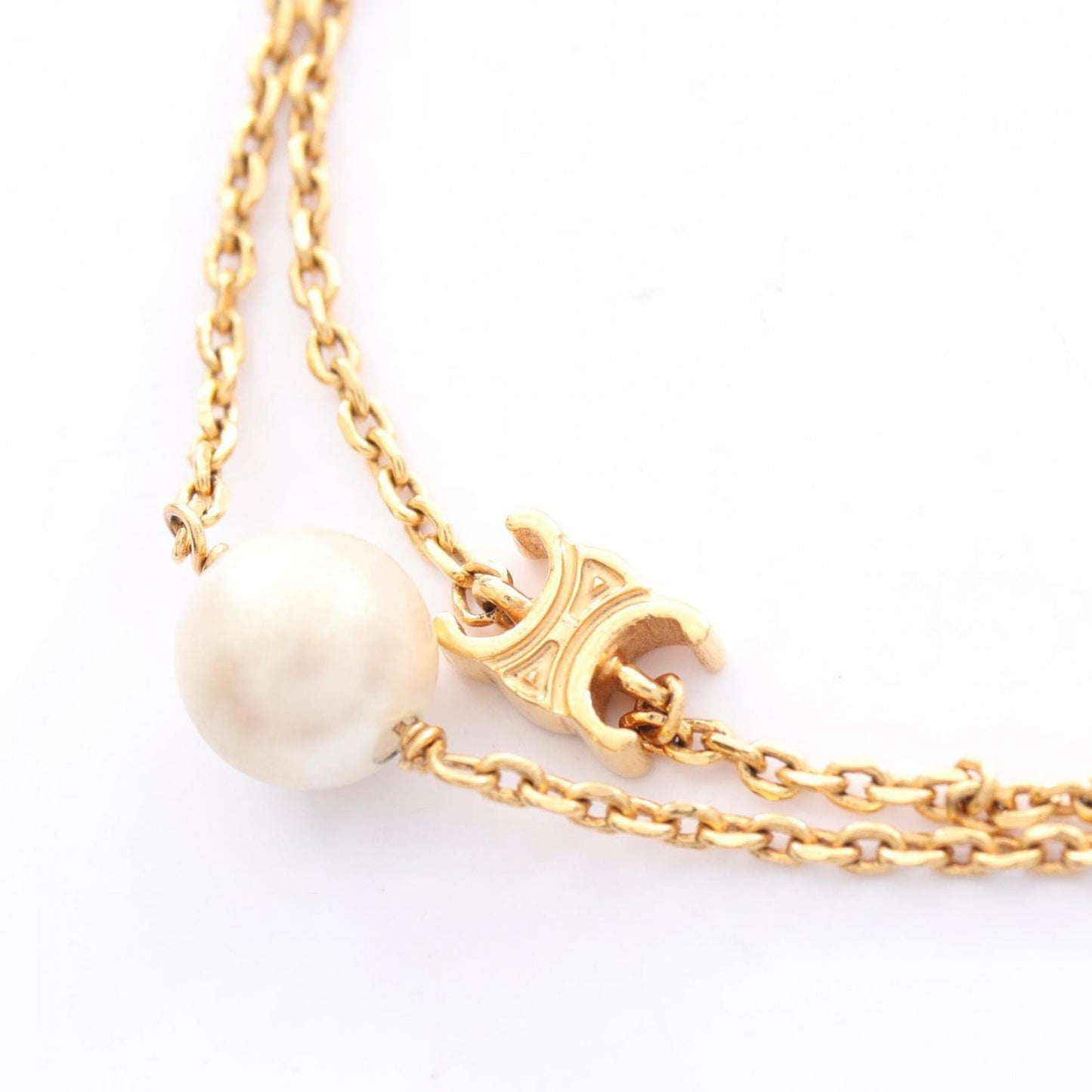 Celine Les Perles Bracelet, Gold-Plated, with Faux Pearls, Women's, Gold and White
