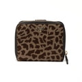 Prada Harako Leopard Print Round Zip Compact Wallet, Brown