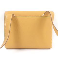 HERMES Sac à Dépêches 21 Togo Leather Shoulder Bag, Natural Sable, W Stamp, with Dust Made in France, Men's — Like New