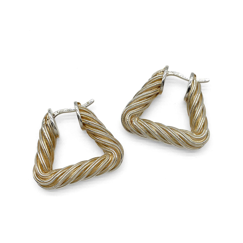 BOTTEGA VENETA Cord Triangle Twist Hoop Earrings, SV925 Silver, Men's & Women's — Like New