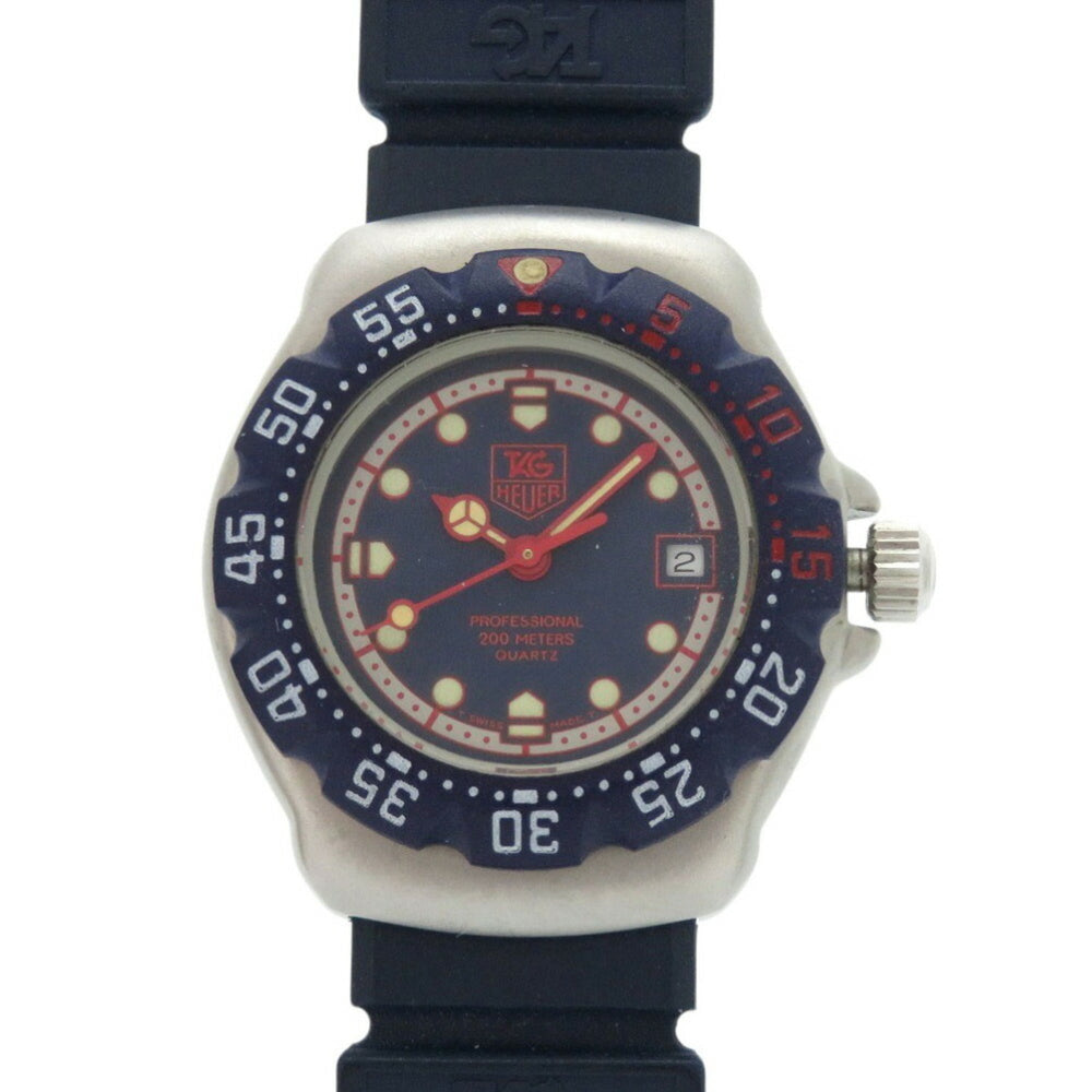 TAG Heuer Formula 1 370.508 Stainless Steel Rubber Navy Quartz Wristwatch 1911 HEUER — Very Good