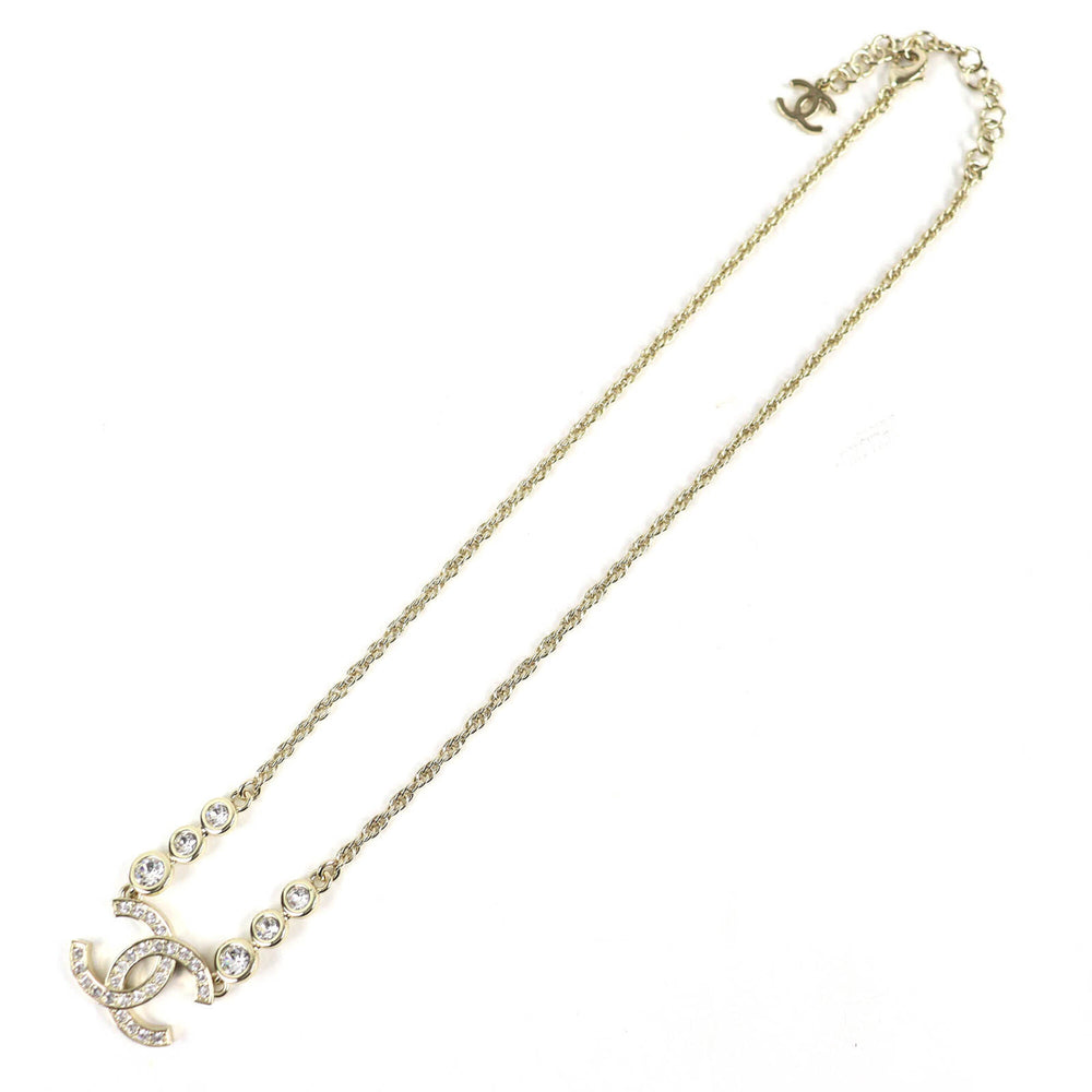 CHANEL (2025 model) B25S Coco Mark Rhinestone Chain Necklace, Gold, with Box, Women's — Like New