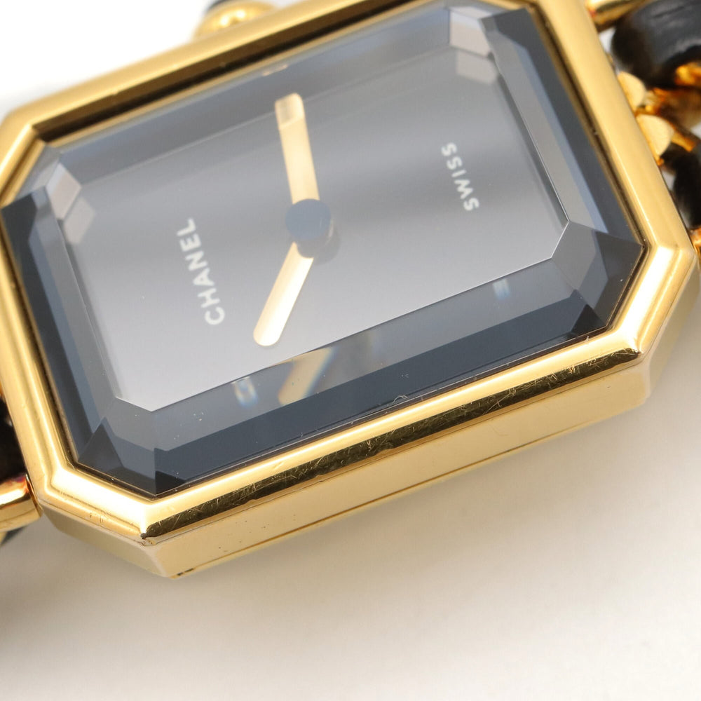 Chanel CHANEL Première M Watch, Gold Plated Leather, Women's, Black, H0001 — Very Good