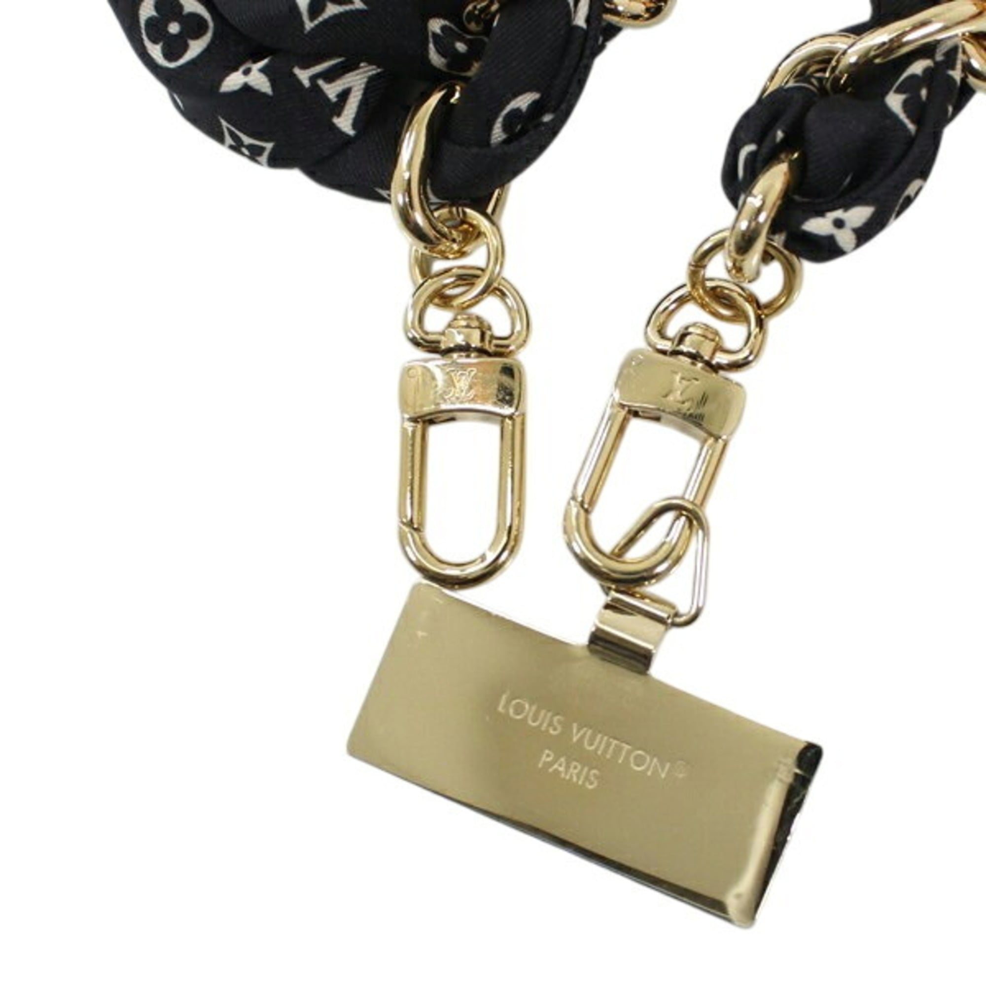 LOUIS VUITTON Bag Charm Phone Strap Monogram Silhouette Keychain M03274 Gold Silk KM3346 — Like New