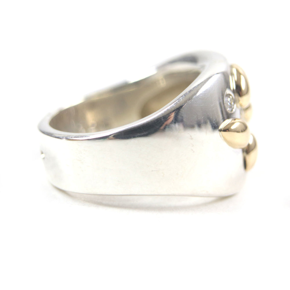 HERMES Vintage Gaucho Ring, 925 750 Sterling Silver with 7 Diamonds, Size 52, Weight 13.6g, Men's — Like New