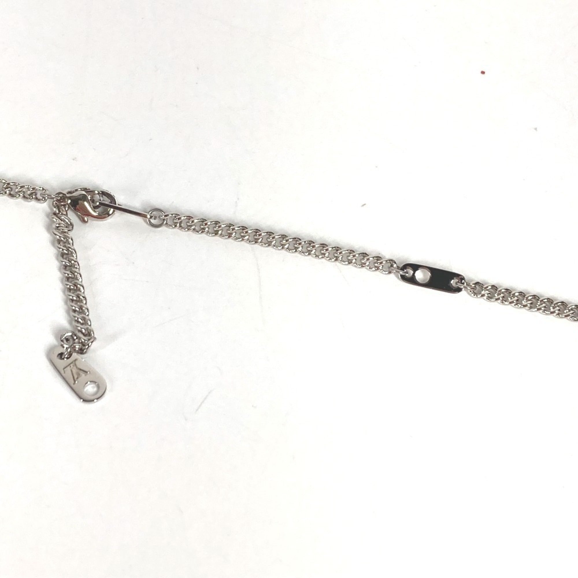 LOUIS VUITTON M62668 Collier LV Stone Tiger Eye Pendant Necklace, Accessory, Chain Metal, Men's, Women's, Silver — Like New