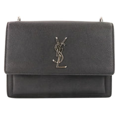Yves Saint Laurent SAINT LAURENT PARIS Sunset Cassandra Flap Leather Shoulder Bag in Black for Women — Like New
