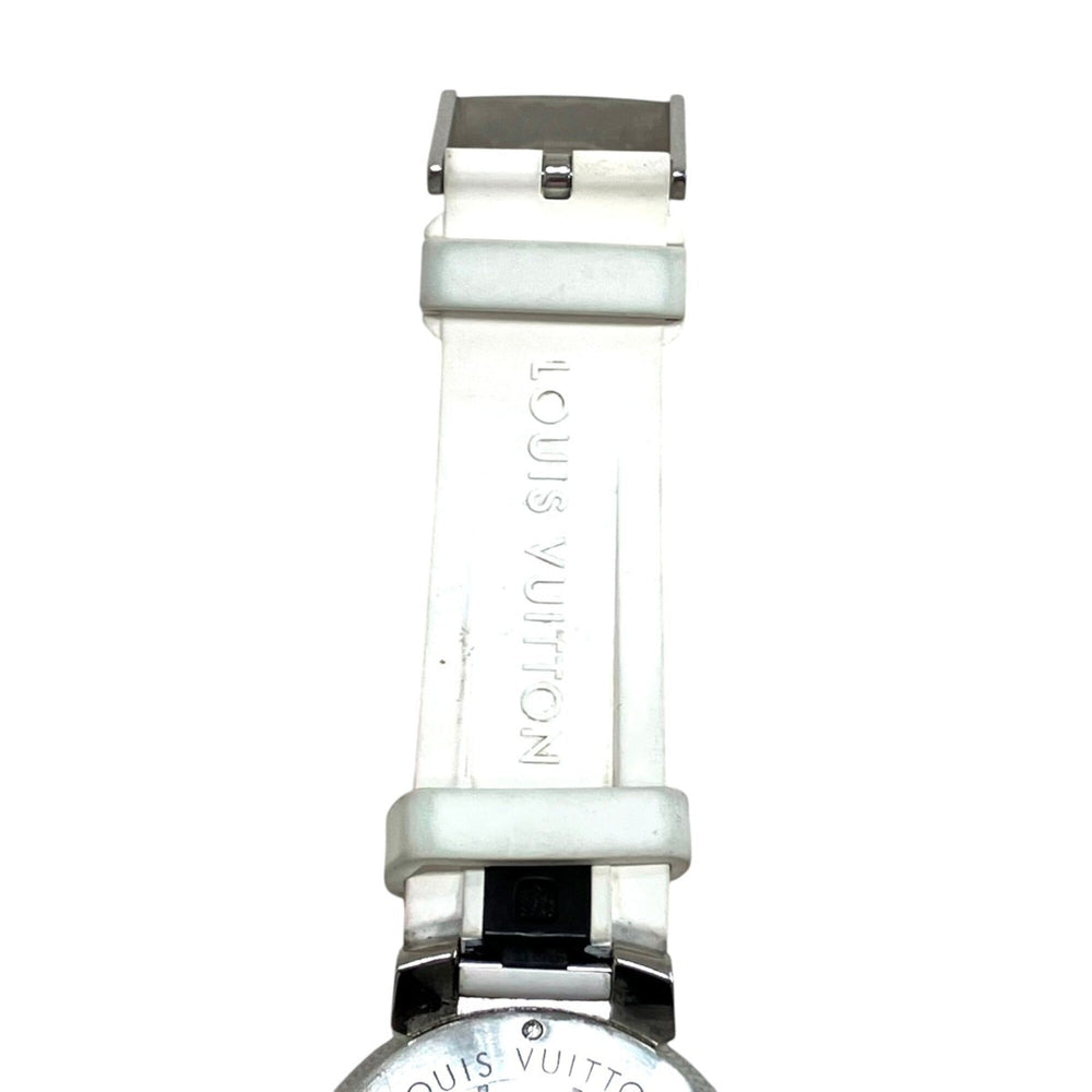 Louis Vuitton Tambour Slim Watch, Total Weight 51g, Stainless Steel, Rubber Strap, Quartz Movement, Black Dial, QA144 — Good