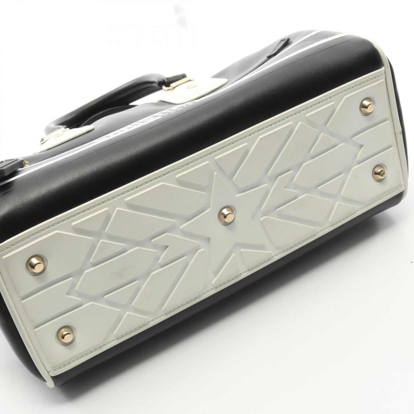 Christian Dior Dior VIBE Small Bowling Bag, Leather, Women's, Black and White, M6209OOBR