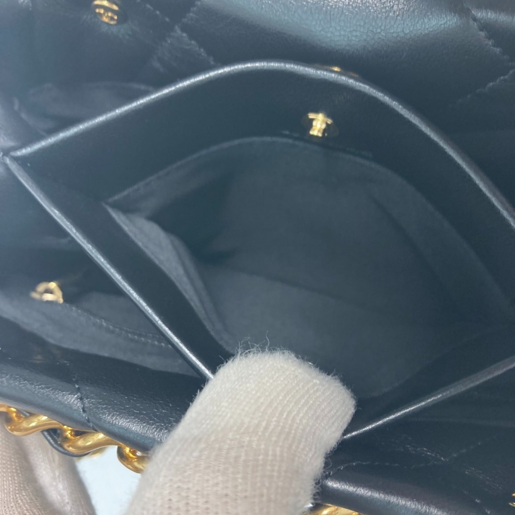 CHANEL AS3502 Chain Bag Quilted Matelasse Small Shopping CC Coco Mark Shoulder Lambskin Women's Black — Like New