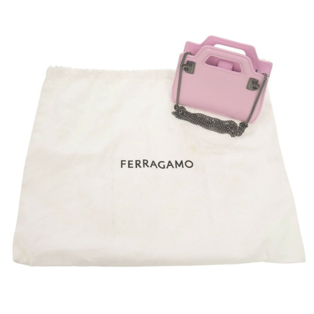 Salvatore Ferragamo Wanda Chain Shoulder 213984 Calf Leather Pink Bag 0559Salvatore — Like New