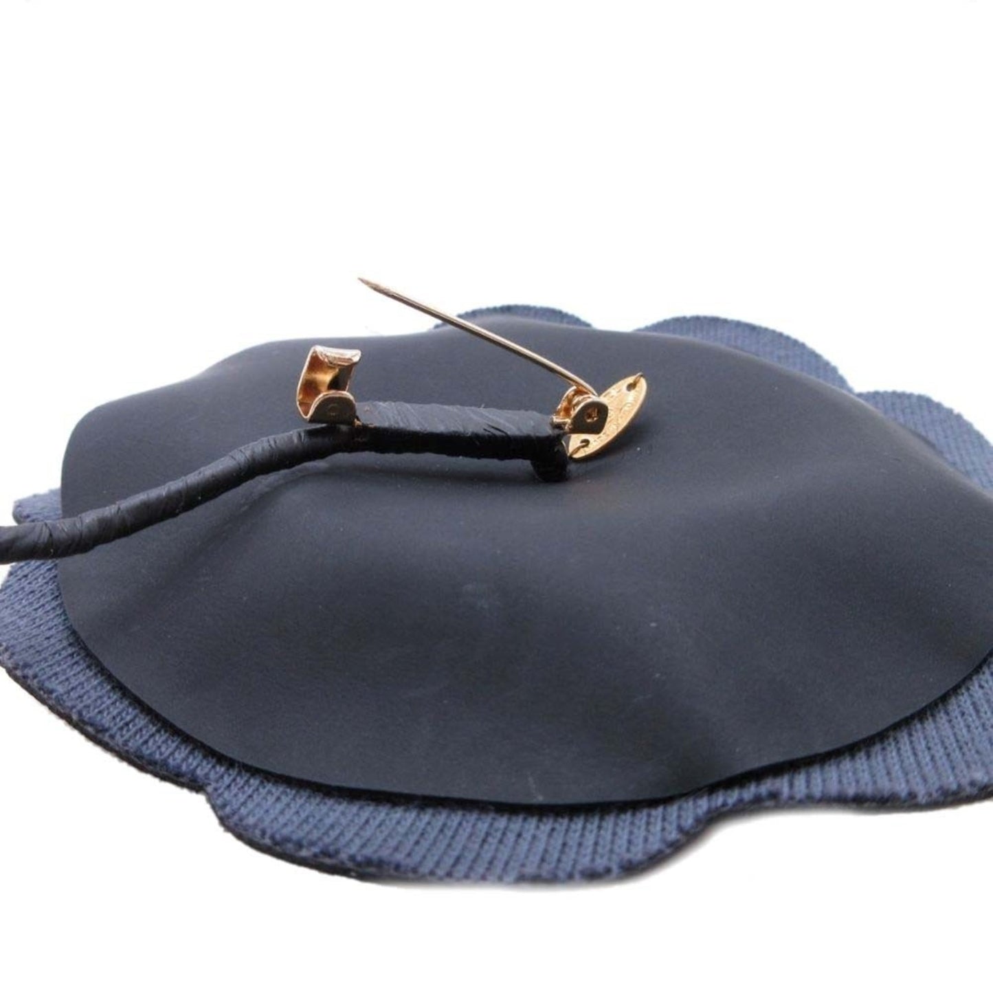 CHANEL Camellia Leather Corsage Brooch Formal Accessory Black Women's