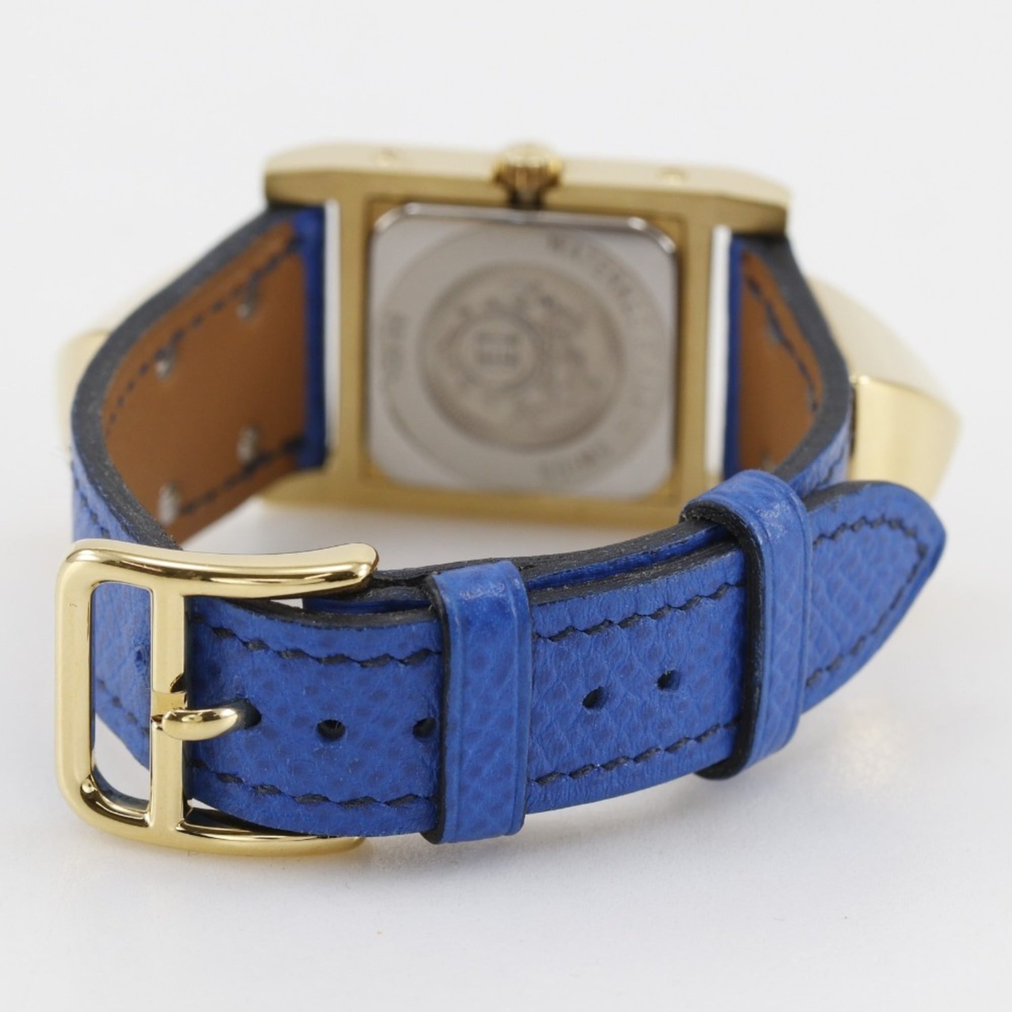 Hermes HERMES Medor Watch Gold Plated x Embossed Leather 1994 Quartz Analog Display White Dial Ladies — Very Good