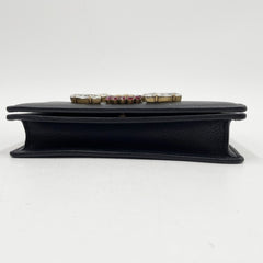 GUCCI GG Marmont Shoulder Bag 499782 Black Leather Women's Crystal Jewel Chain Wallet — Like New