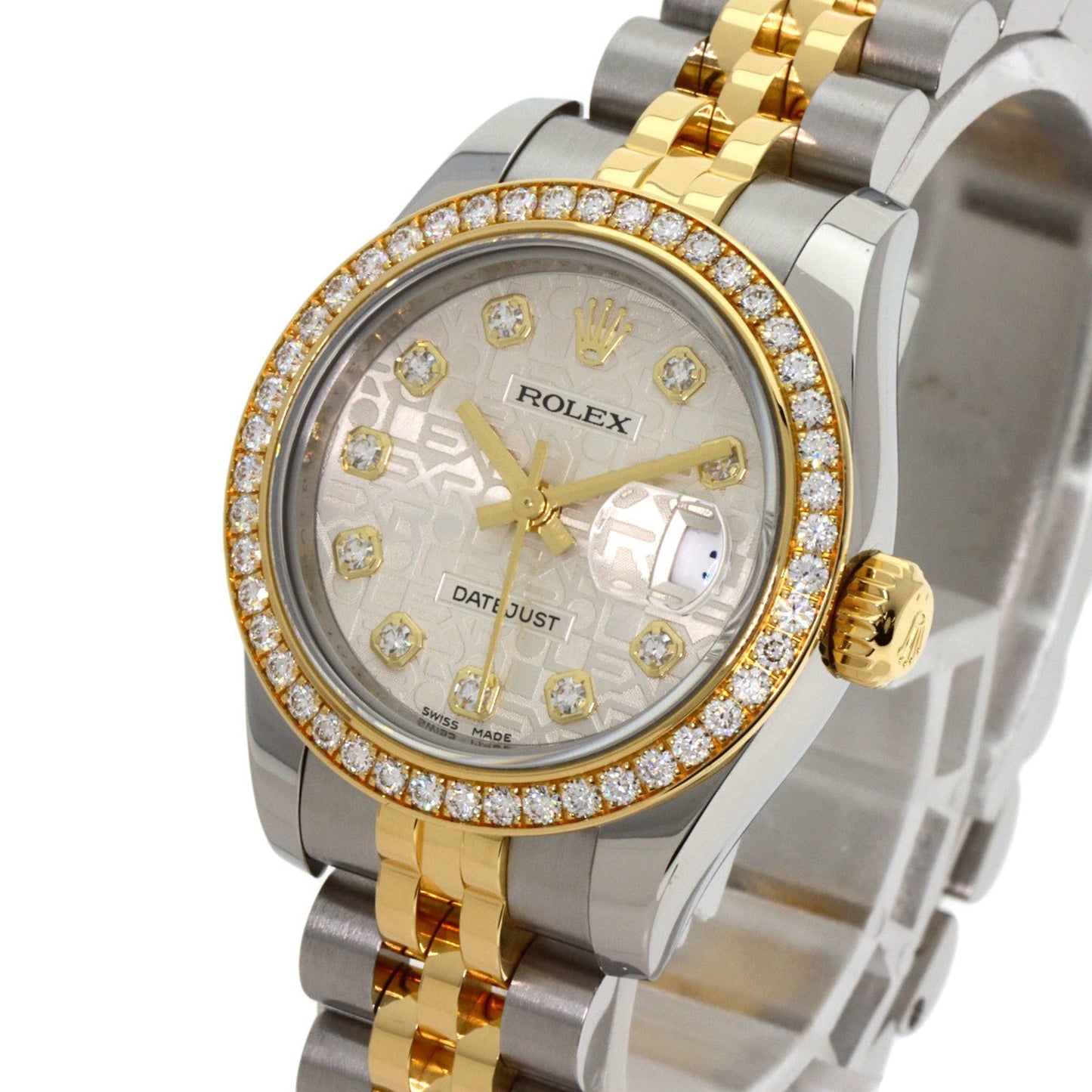 Rolex 179383G Datejust Bezel with 10 Diamonds, Stainless Steel/SSx18KYG/Diamond Women's Watch