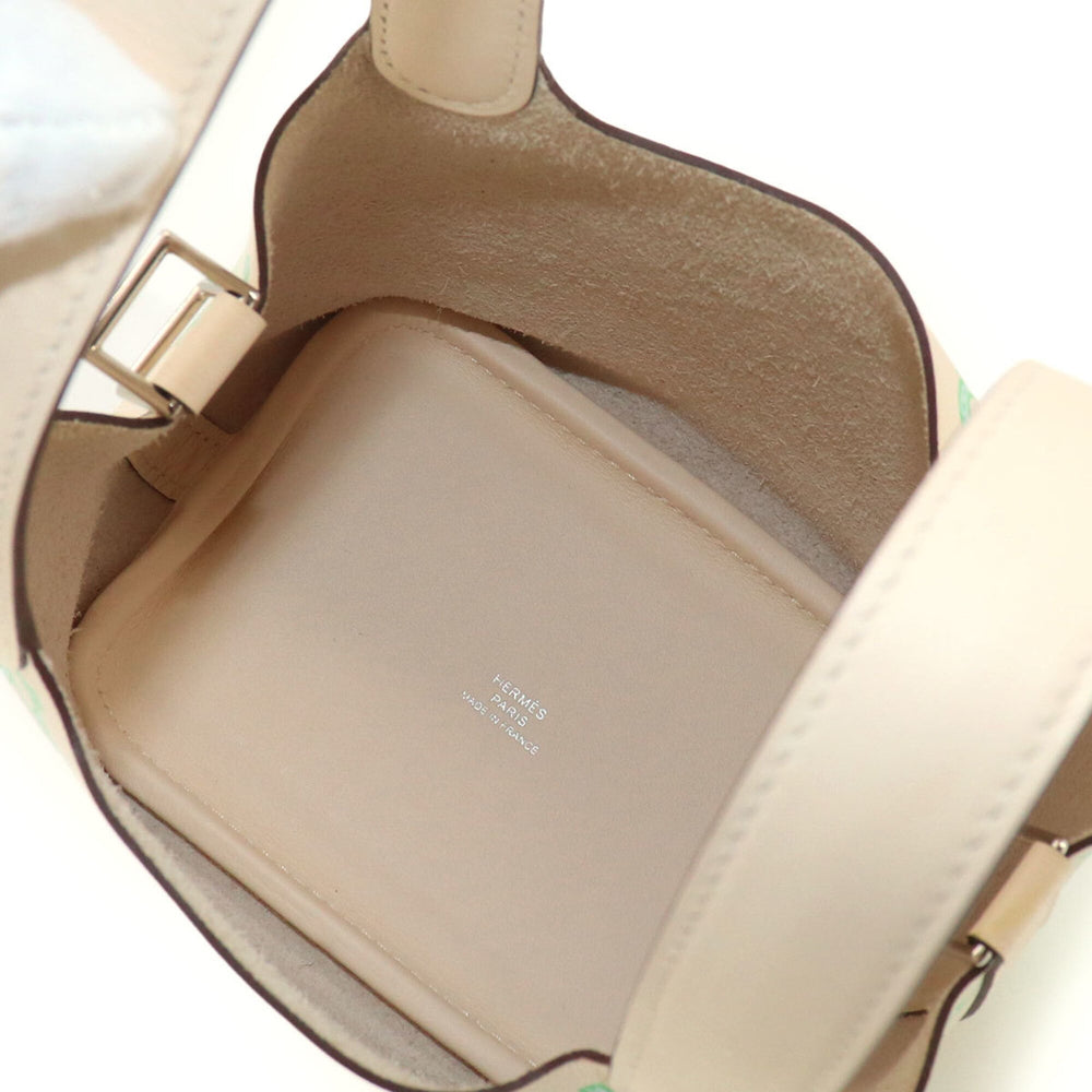 Hermes Picotin Lock PM Lucky Daisy Handbag, Swift Leather, Vert Blanc, U Stamp — Like New