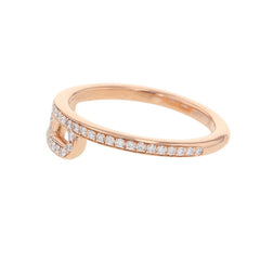 Hermes Link d'Hermès Ring, 52 Diamonds (0.22ct total), 18K Pink Gold, Ring Size 50 — Like New