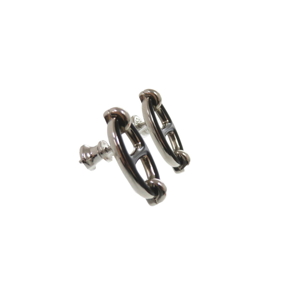 Hermes Mini Maillon Earrings, Metal, Black, 0274HERMES — New - Store Return