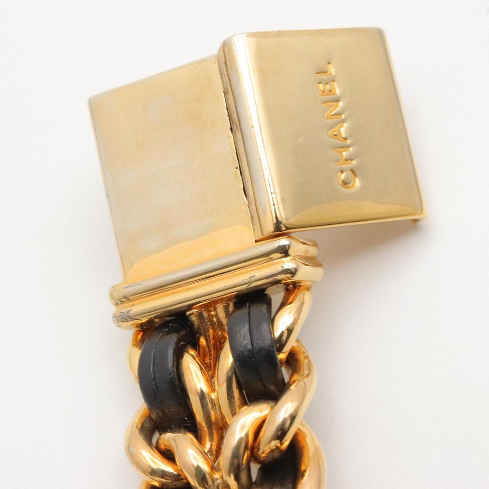 Chanel CHANEL Première S Watch, Gold Plated (GP), Leather Strap, Women's, Black, H0001 — Very Good
