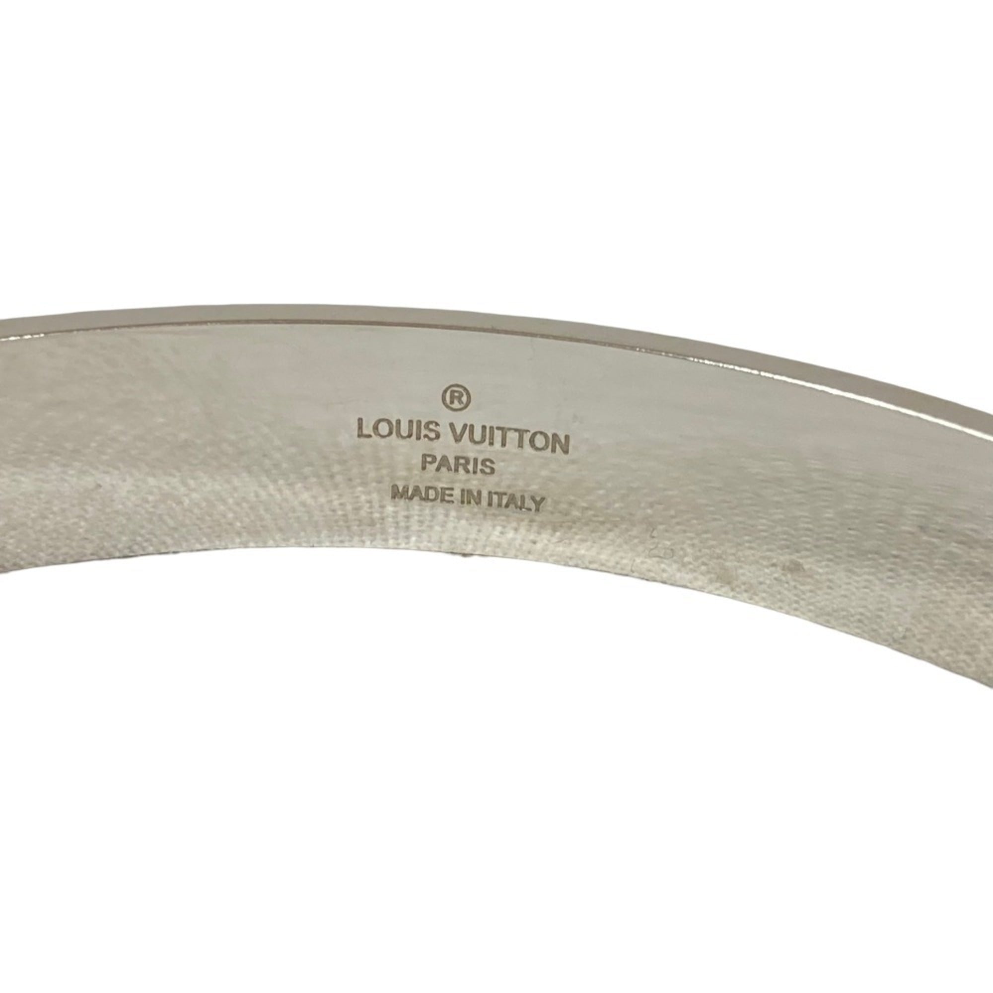 LOUIS VUITTON Louis Vuitton Jonc Damier Colors Cuff Bangle Bracelet M62492 Silver Color Men's — Like New