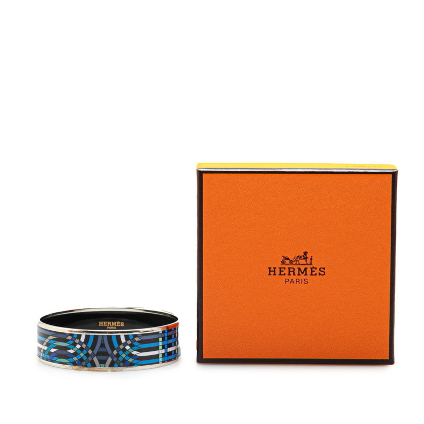 Hermes enamel GM cloisonné bracelet silver blue metal women's HERMES
